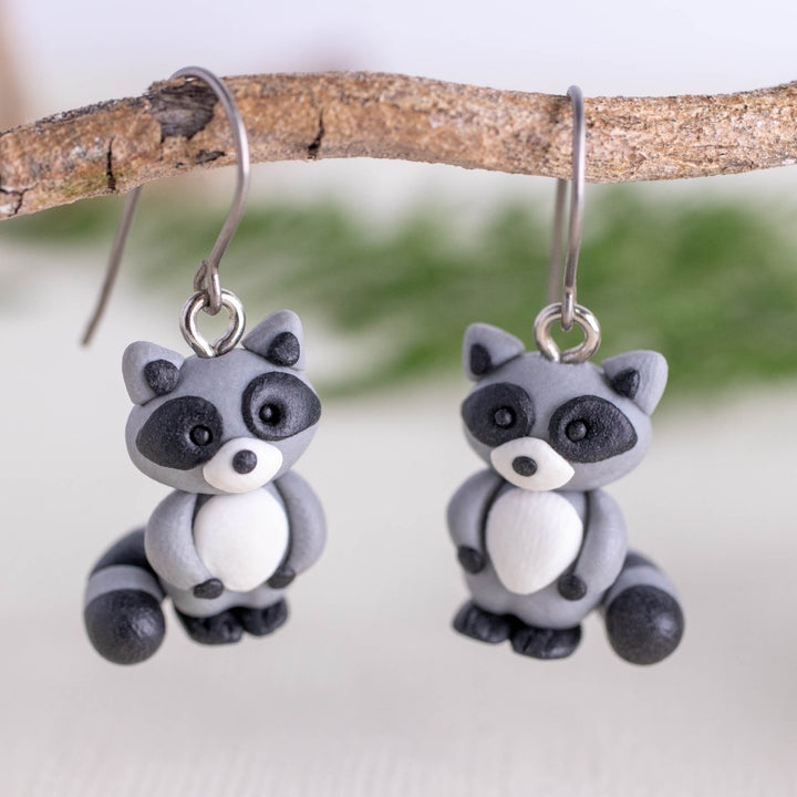 Raccoon Dangle Earrings