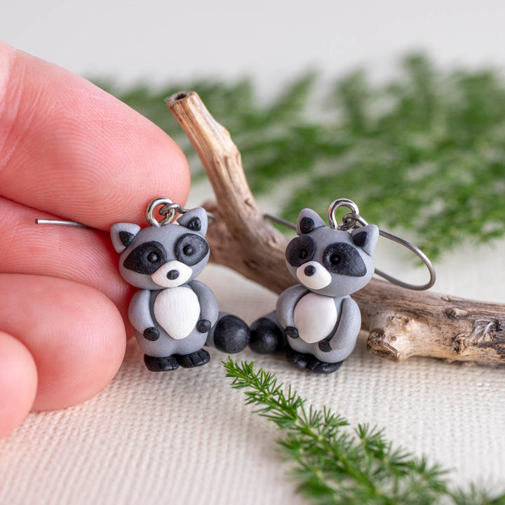 Raccoon Dangle Earrings