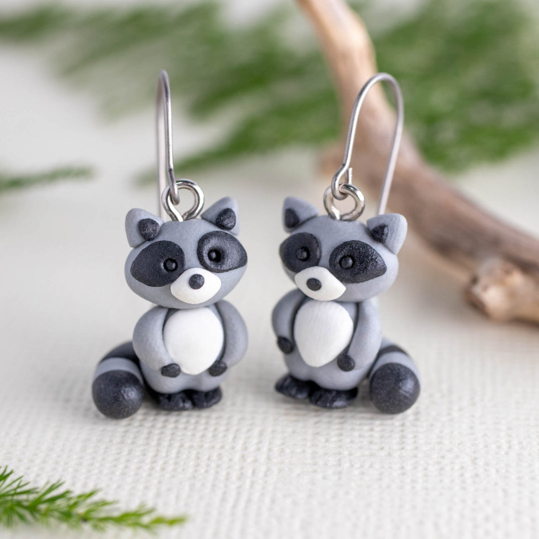 Raccoon Dangle Earrings