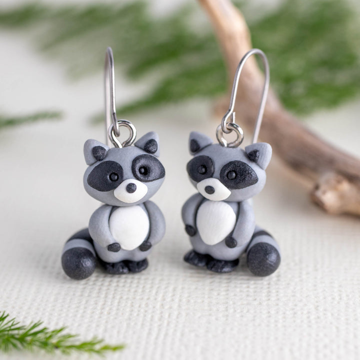 Raccoon Dangle Earrings
