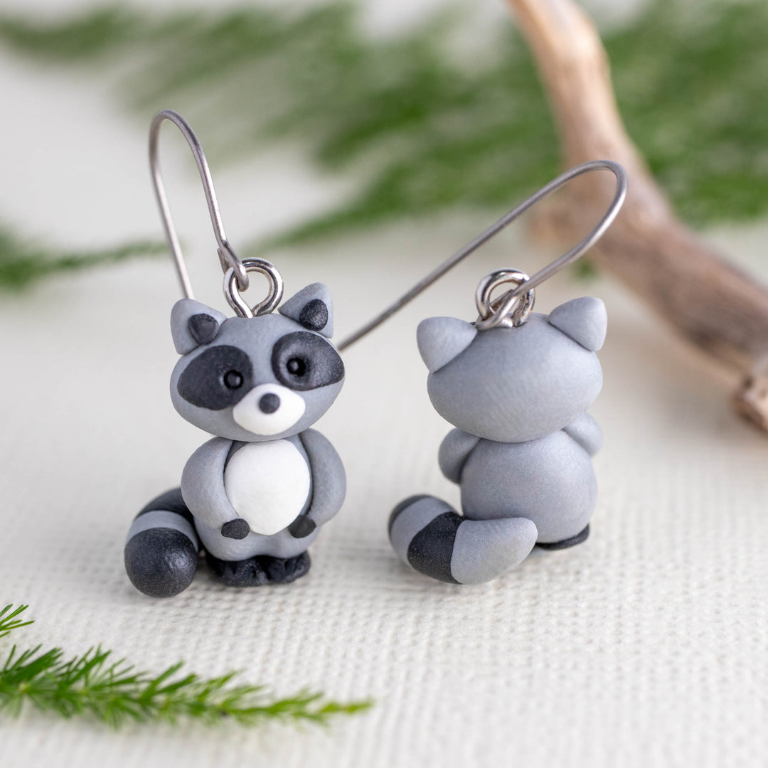 Raccoon Dangle Earrings